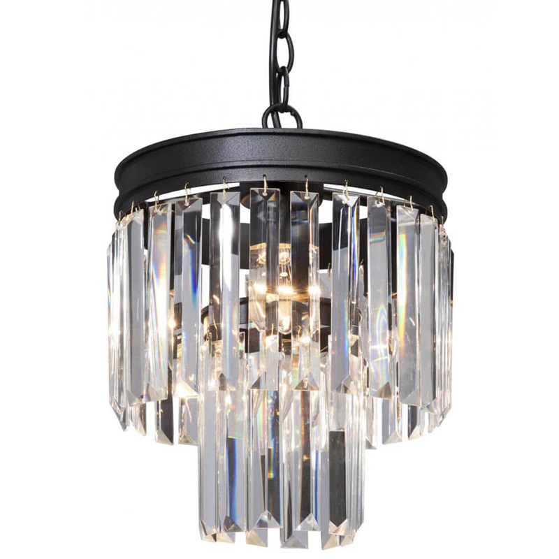 Светильник ODEON CLEAR GLASS Pendant lamp прозрачное Стекло D 27 Черный матовый в Уфе | Loft Concept 