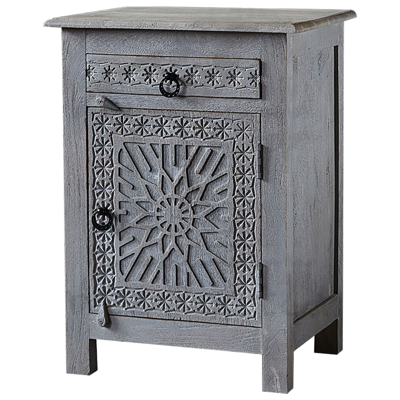 Тумба Indian Antique Furniture Akshi Nightstand Серый Коричневый в Уфе | Loft Concept 