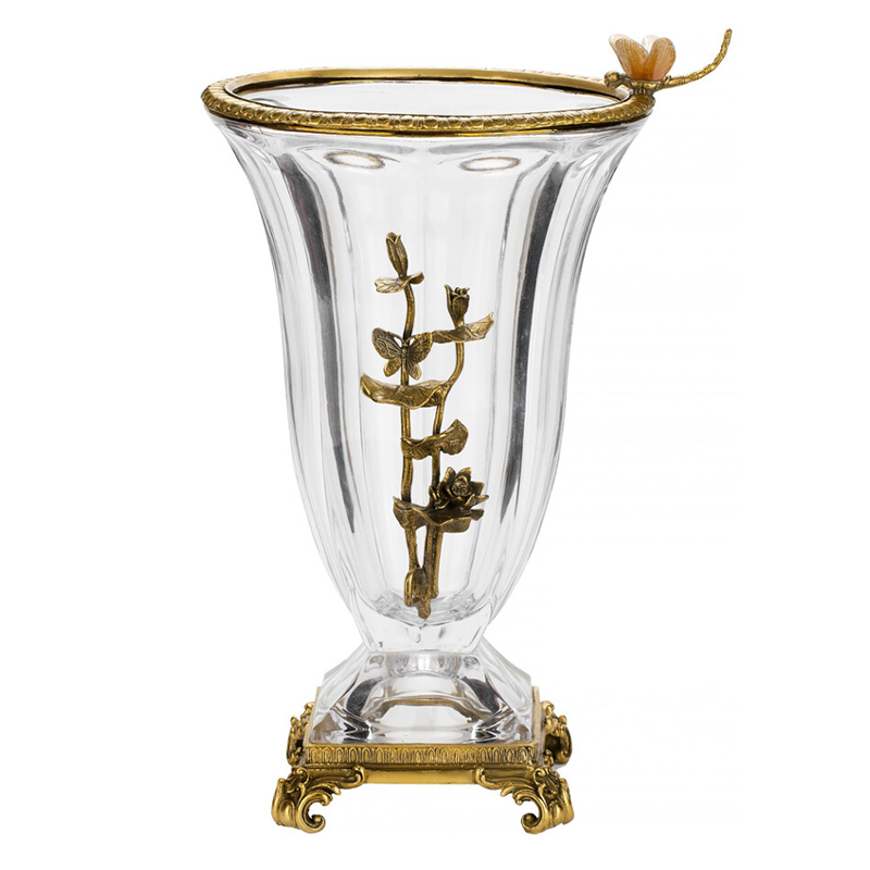 Ваза из прозрачного стекла с бронзовой вставкой в виде цветущей ветви Eden Garden porcelain and bronze Прозрачное Стекло Бронза Ваза из прозрачного стекла с бронзовой вставкой в виде цветущей ветви Eden Garden porcelain and bronze Прозрачное Стекло Бронза в Уфе | Loft Concept