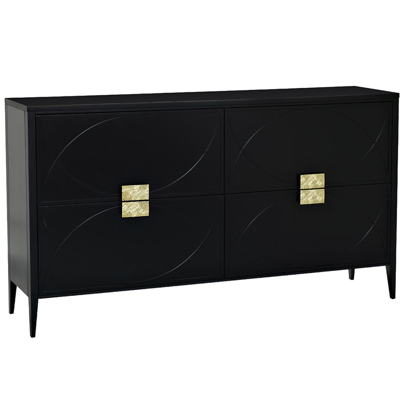 Комод с 4-мя ящиками Amelie Black Chest of Drawers Черный Черный Золотой в Уфе | Loft Concept 