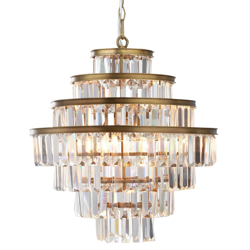 Люстра RH Alaine Crystal Large Pendant Antiqued Brass Золотой Прозрачное Стекло в Уфе | Loft Concept 