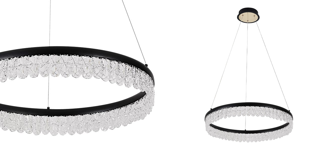 Круглая светодиодная люстра Pettico Black - фото