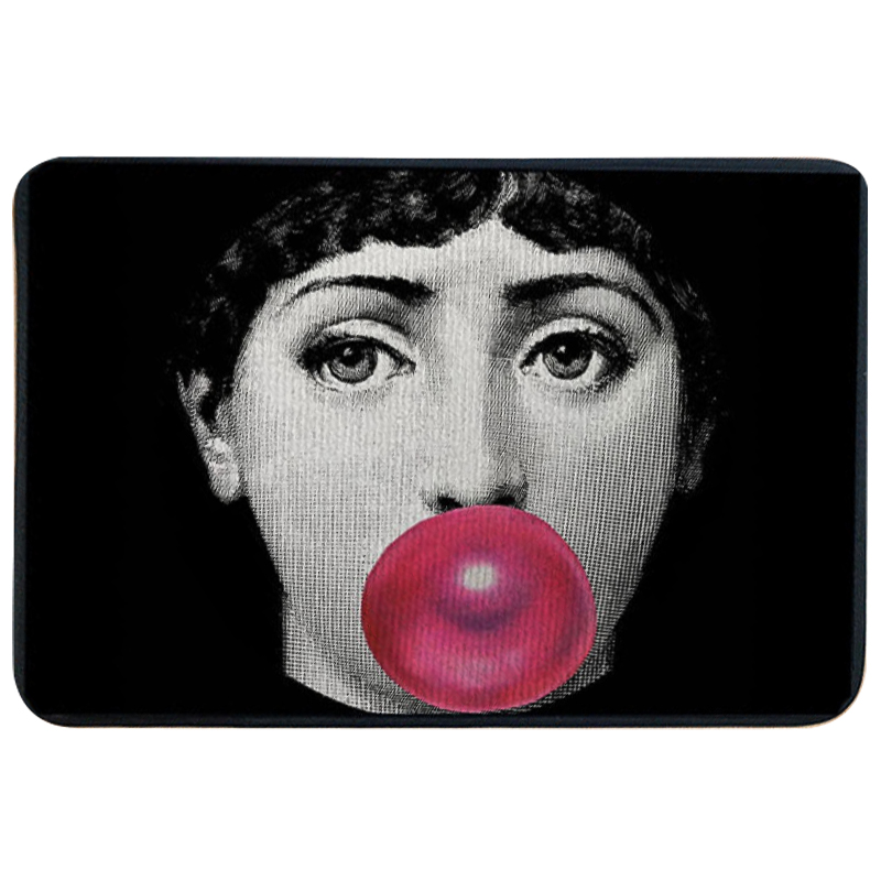 Ковер для прихожей и ванной Fornasetti Pink Bubblegum Rug Черно-белый Розовый в Уфе | Loft Concept 