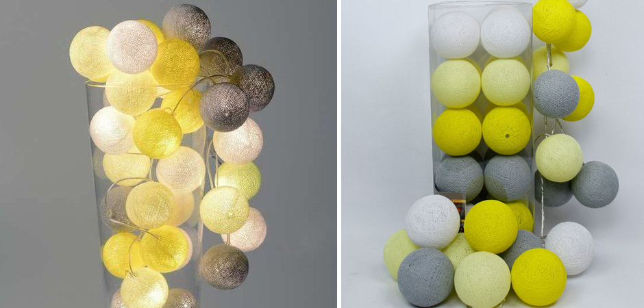 Гирлянда хлопковые фонарики Сotton Ball Yellow - Loft-Concept в Уфе