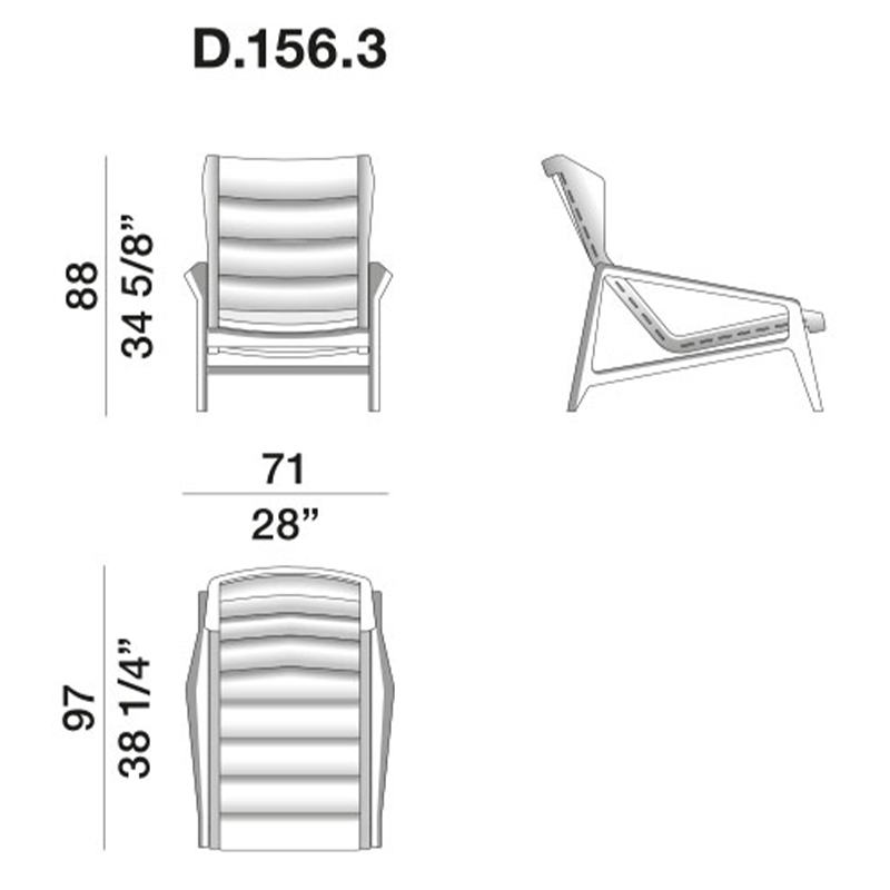 Дизайнерское кресло с подлокотниками из массива дерева Gio Ponti D.156.3 Armchair в Уфе