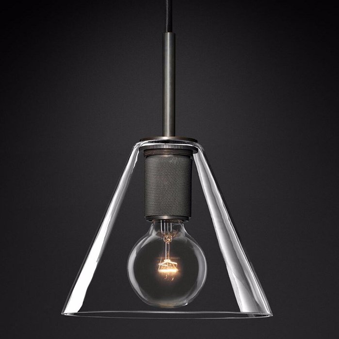 Подвесной светильник RH Utilitaire Funnel Pendant Black Темная бронза Прозрачное Стекло в Уфе | Loft Concept 