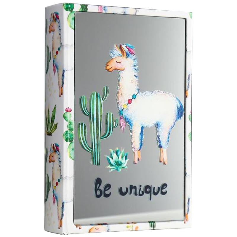 Шкатулка-книга Funny Llama and Cactus Mirror Book Box Мульти Белый в Уфе | Loft Concept 