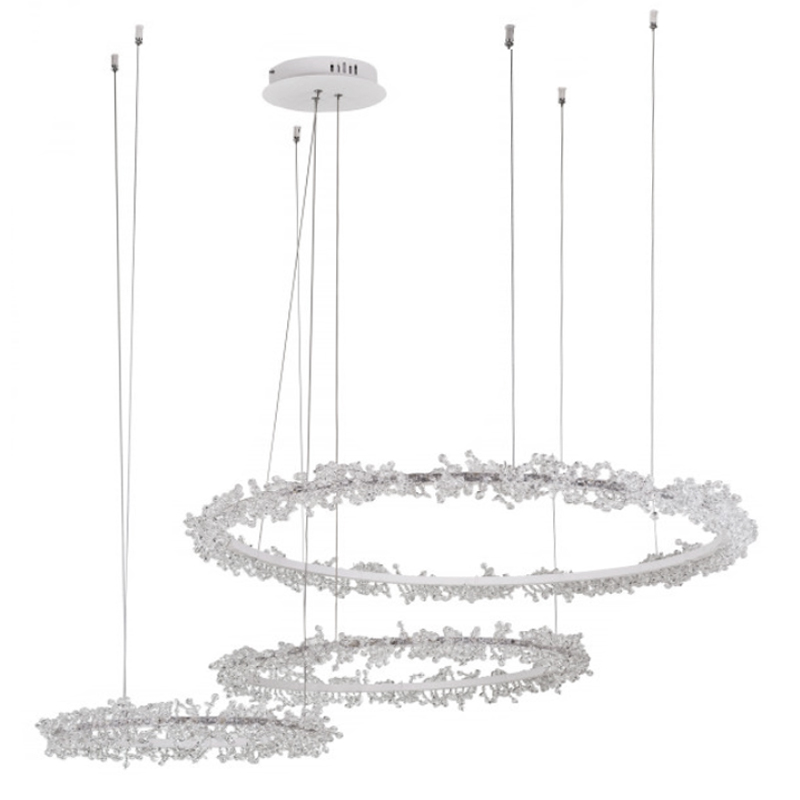 Люстра Crystal round chandelier 3 кольца Белый Прозрачный Белый в Уфе | Loft Concept 