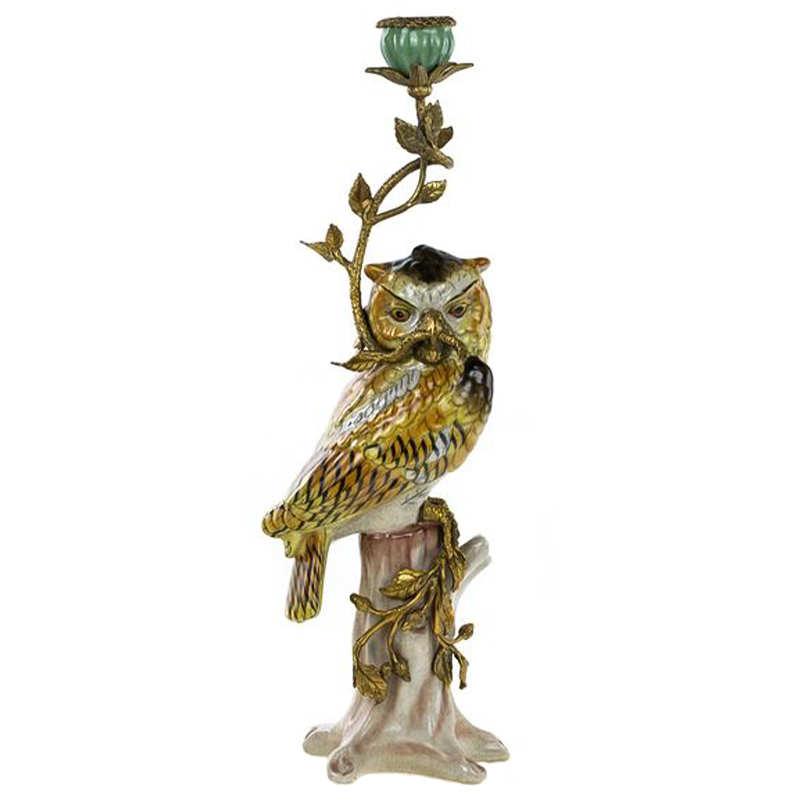 Подсвечник Owl Bronze Branch Candlestick Бронза Желтый Коричневый в Уфе | Loft Concept 