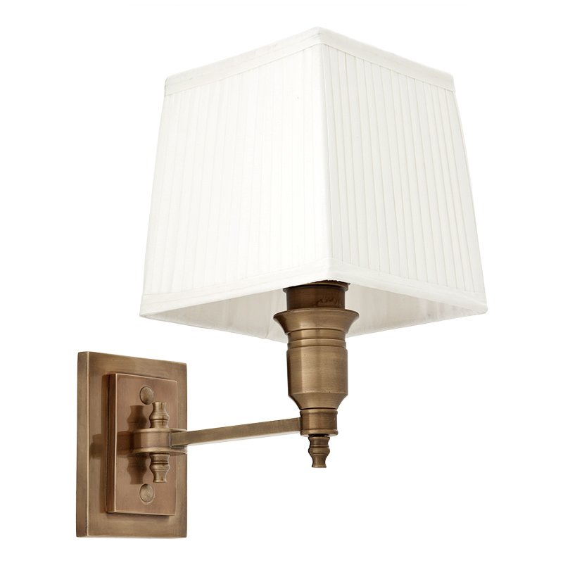 Бра Wall Lamp Lexington Single Brass+White Латунь Античная полированная Белый в Уфе | Loft Concept 