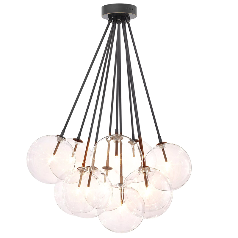 Люстра Eichholtz Ceiling Lamp Molecule Bronze Прозрачное Стекло Темная бронза в Уфе | Loft Concept 