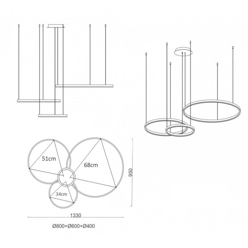 Люстра Crystal round chandelier 3 кольца Белый в Уфе