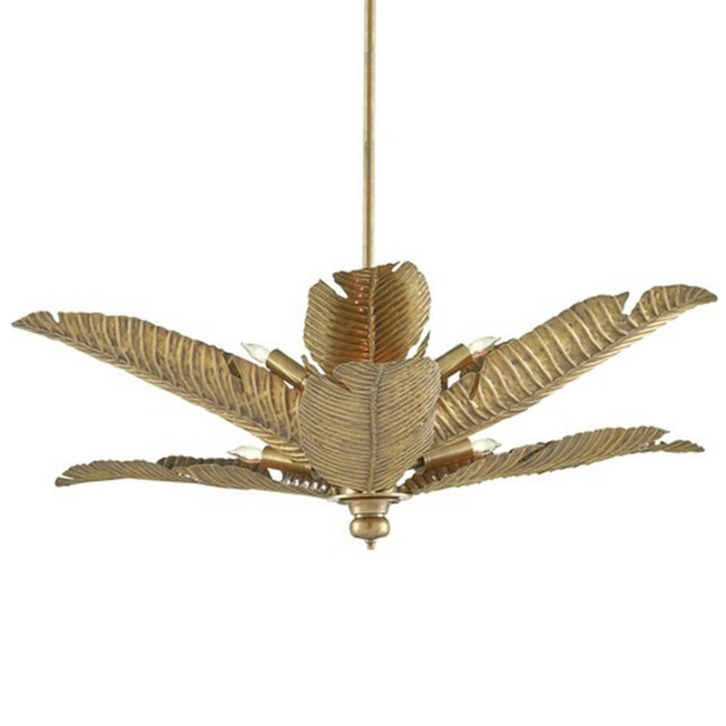 Дизайнерская Люстра Золотые Листья Пальмы Modern Golden Palm Leaves Chandelier Золотой в Уфе | Loft Concept 