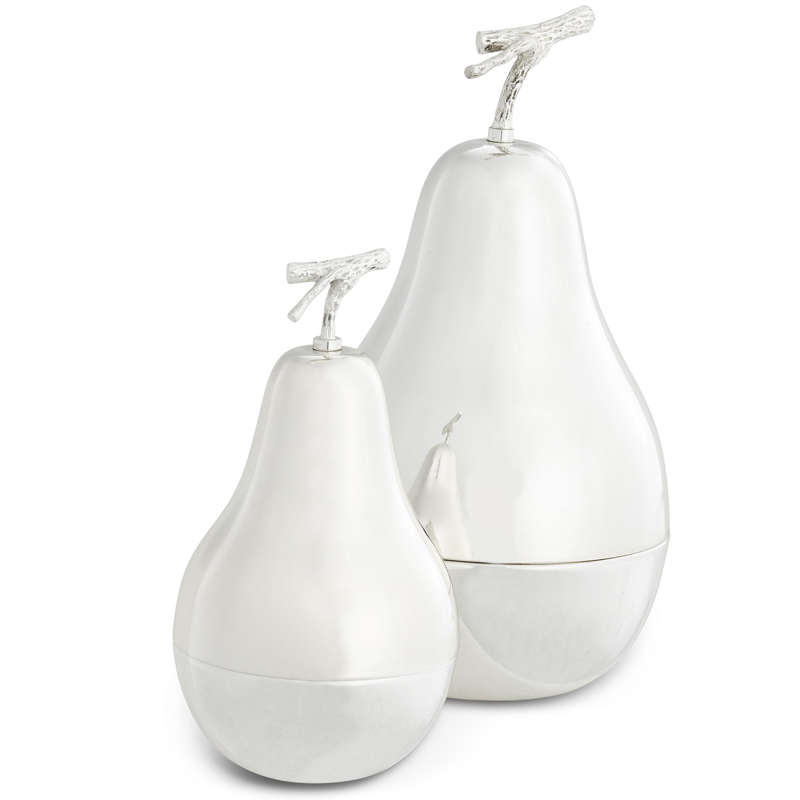 Комплект шкатулок Eichholtz Box Pear Set of 2 Silver Серебряный в Уфе | Loft Concept 