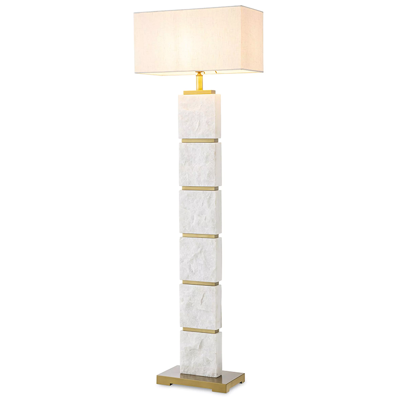 Торшер Eichholtz Floor Lamp Newton Marble Белый Мрамор Bianco Кремовый Латунь в Уфе | Loft Concept 