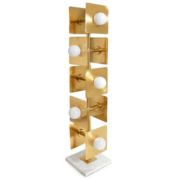 Торшер PUZZLE FLOOR LAMP Латунь Белый Белый Мрамор Bianco в Уфе | Loft Concept 