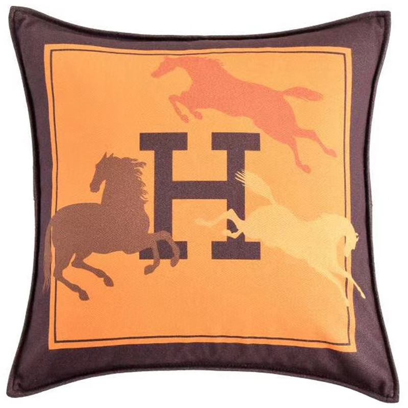 Декоративная подушка Hermes Horse 45 Желтый Коричневый Оранжевый в Уфе | Loft Concept 