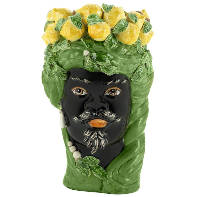 Ваза Vase Lemon Head Man Green Зеленый Желтый Черный в Уфе | Loft Concept 