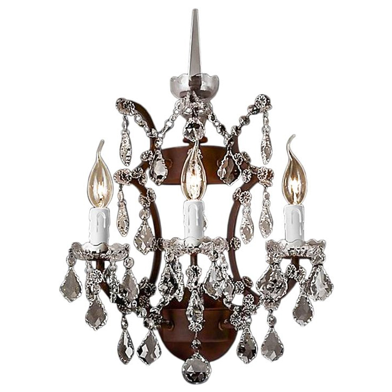 Бра 19th c. Rococo IRON & CLEAR CRYSTAL Brown Wall Lamp Коричневый винтаж Прозрачное Стекло в Уфе | Loft Concept 