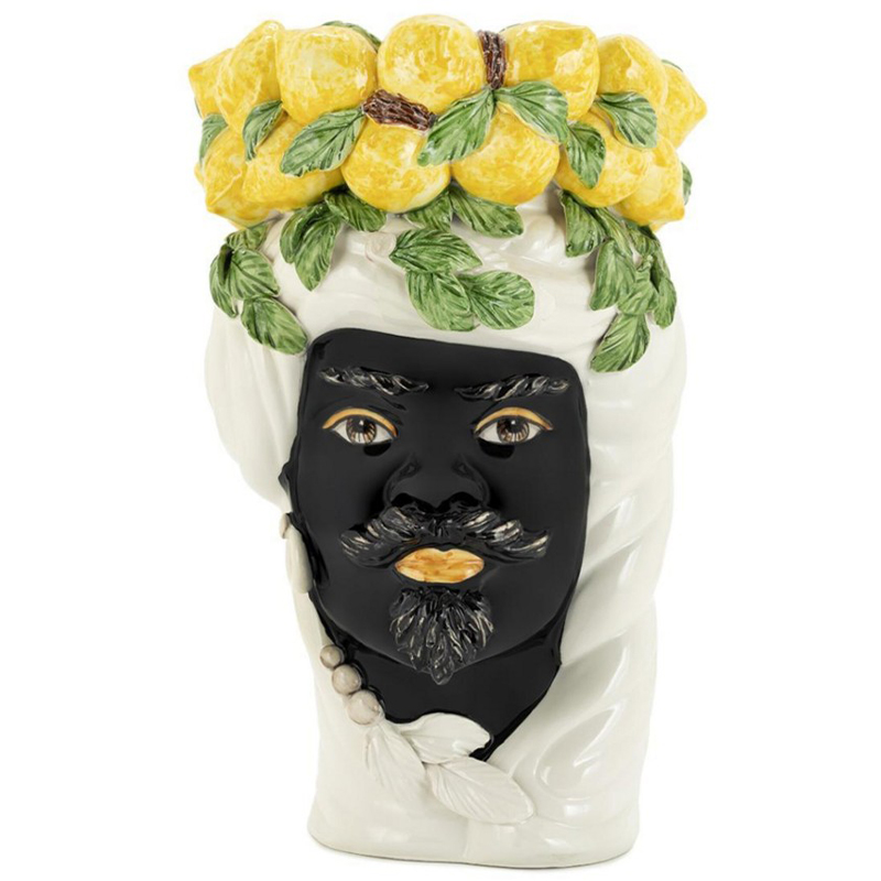 Ваза Vase Lemon Head Man White Белый Черный Желтый Зеленый в Уфе | Loft Concept 