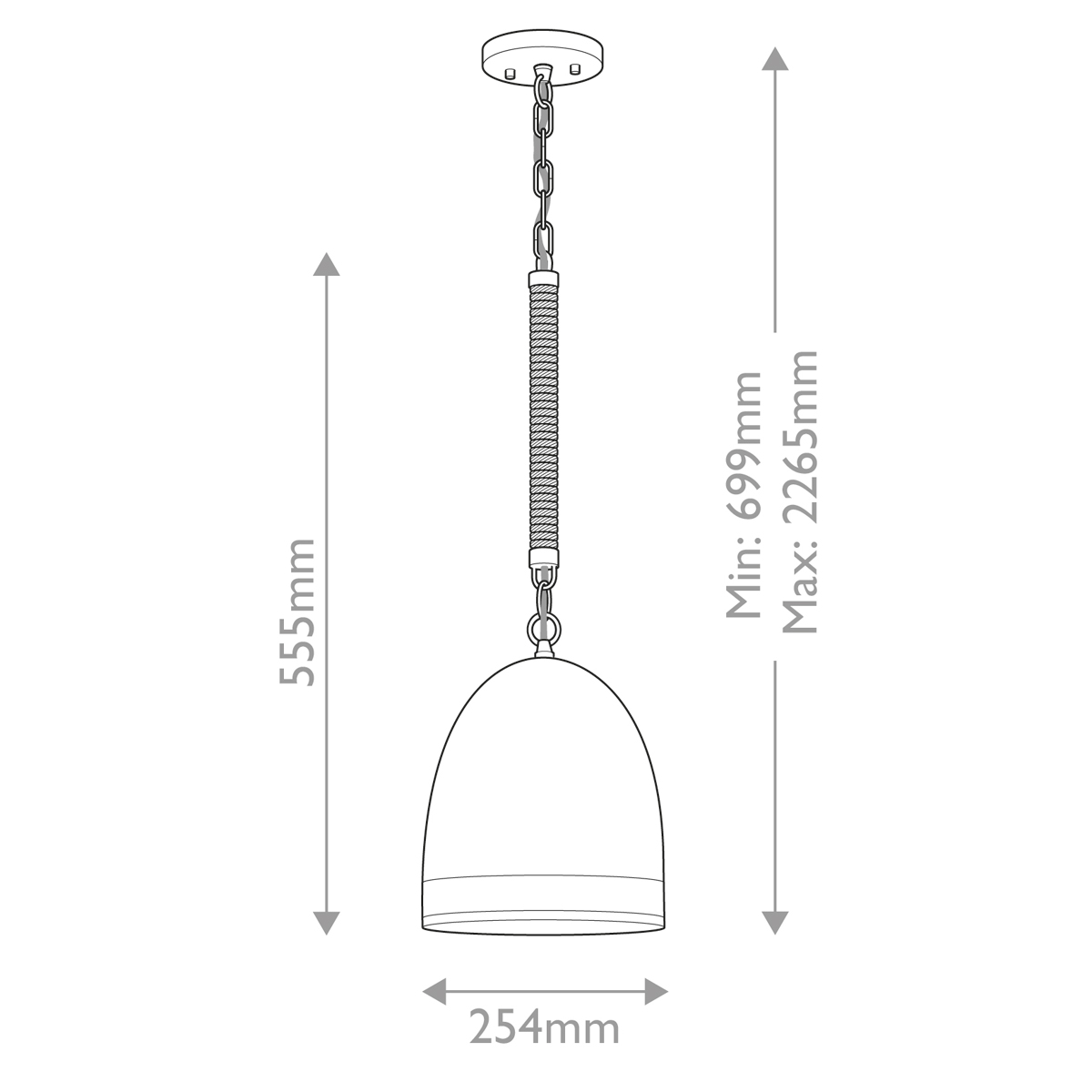 Подвесной светильник белый колоколообразный с декоративной обмоткой из веревки Hinkley в Уфе