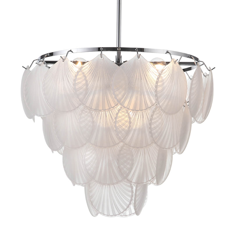 Люстра Glass Shells Suspension Chandelier Белый Хром в Уфе | Loft Concept 