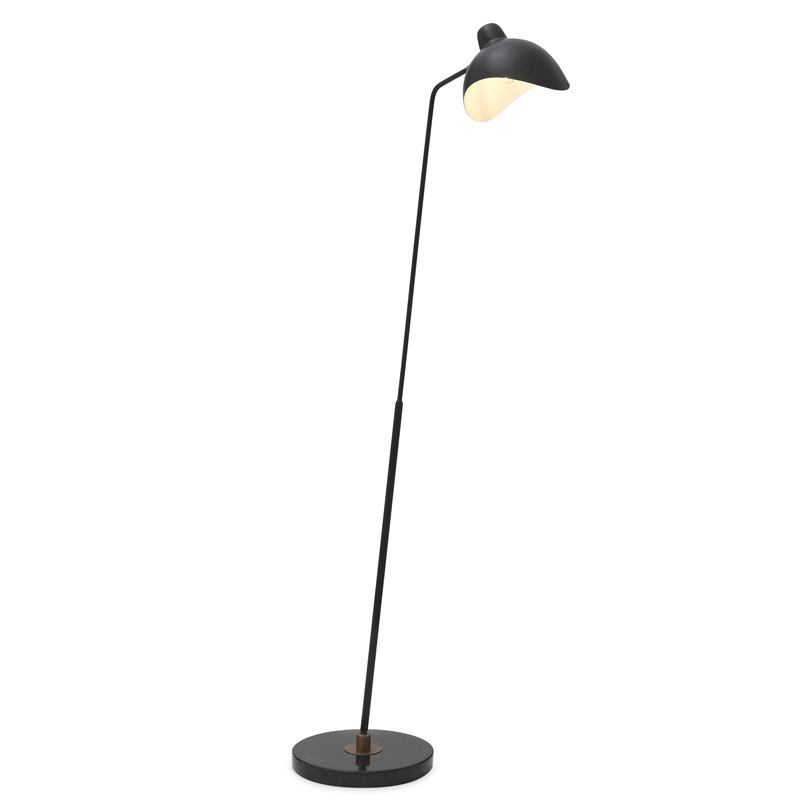 Торшер Eichholtz Floor Lamp Asta Черный Черный Мрамор Nero Латунь Античная полированная в Уфе | Loft Concept 