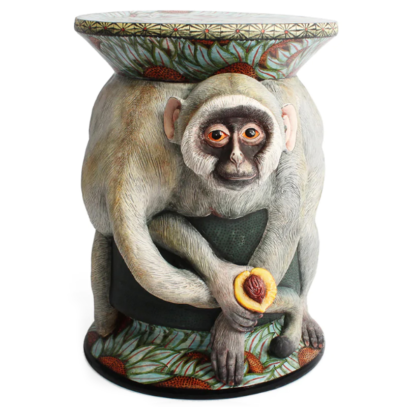 Табурет Обезьяна с фруктом ручная работа Monkey Side Table Серый в Уфе | Loft Concept 