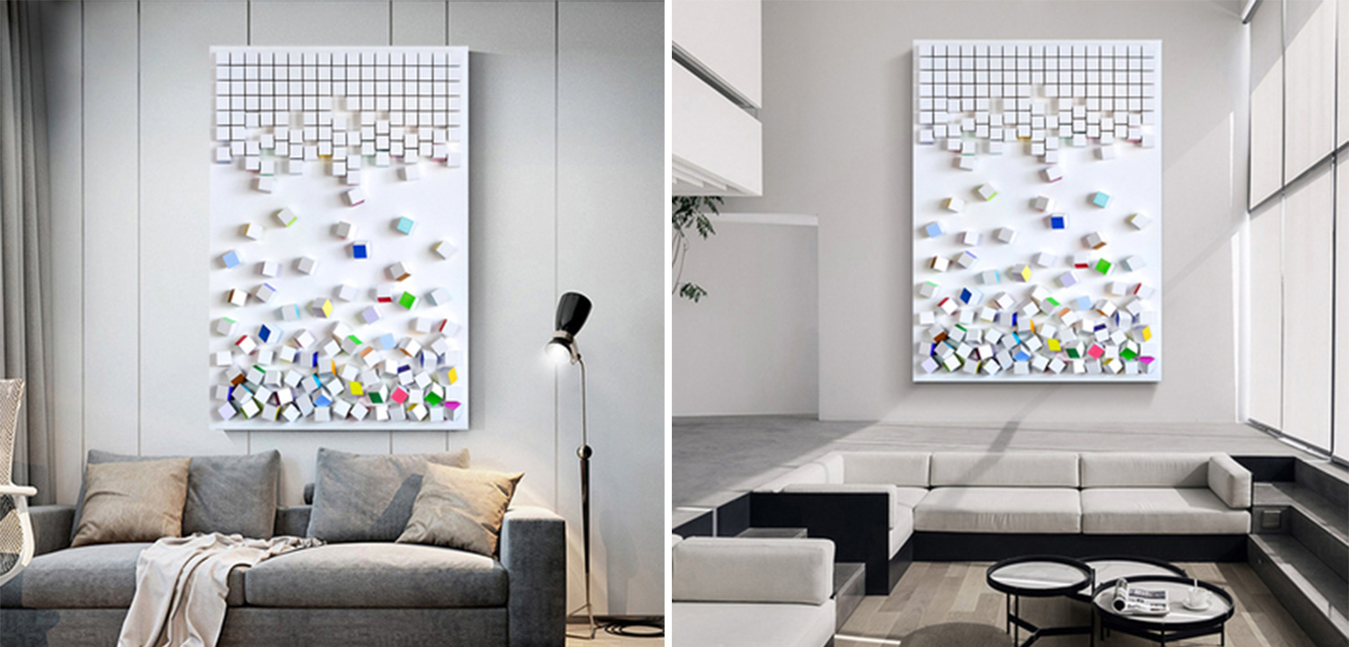 Арт-объект на стену Падающие кубики Falling Cubes Multi - фото