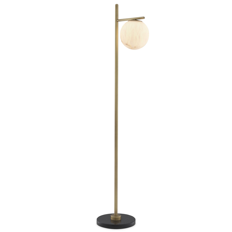 Торшер Eichholtz Floor Lamp Faloria Белый Латунь Античная полированная Черный Мрамор Nero в Уфе | Loft Concept 