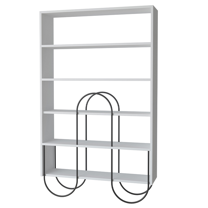 Стеллаж прямой белый с 5-ю открытыми полками NORFOLK BOOKCASE WHITE Черный Белый в Уфе | Loft Concept 