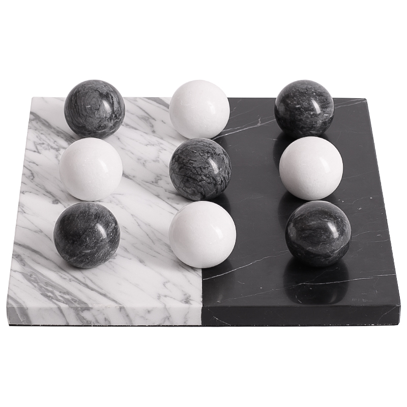 Аксессуар для интерьера Marble Board and Balls Черный Мрамор Nero Белый Мрамор Bianco Белый в Уфе | Loft Concept 