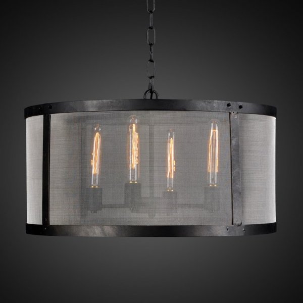 Люстра RH Riveted Mesh Chandelier Round Черный в Уфе | Loft Concept 