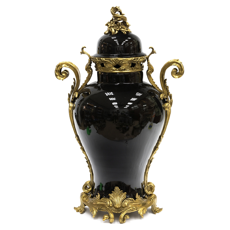 Большая ваза Selenia Black Vase Bronze Patterns Черный Бронза в Уфе | Loft Concept 