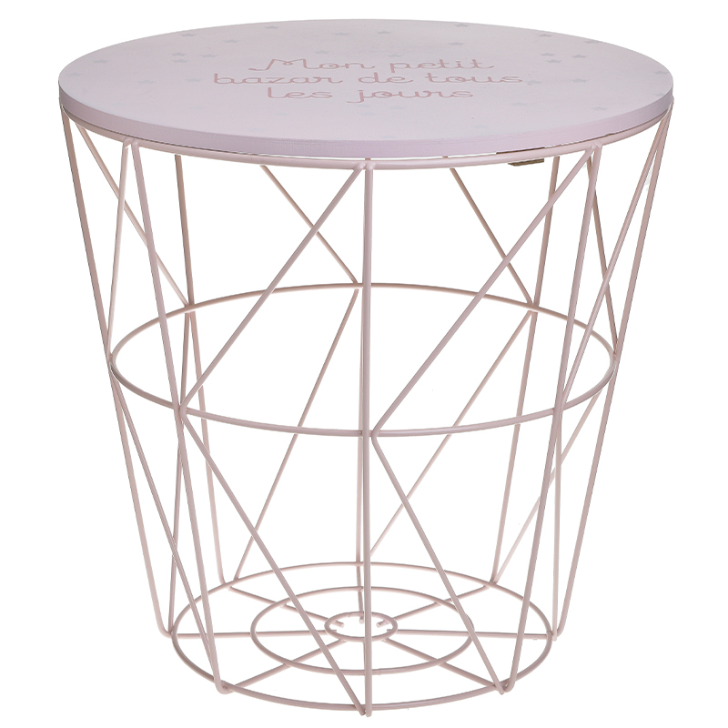 Круглый приставной стол-корзина Pink Wire Basket Side Table Розовый в Уфе | Loft Concept 