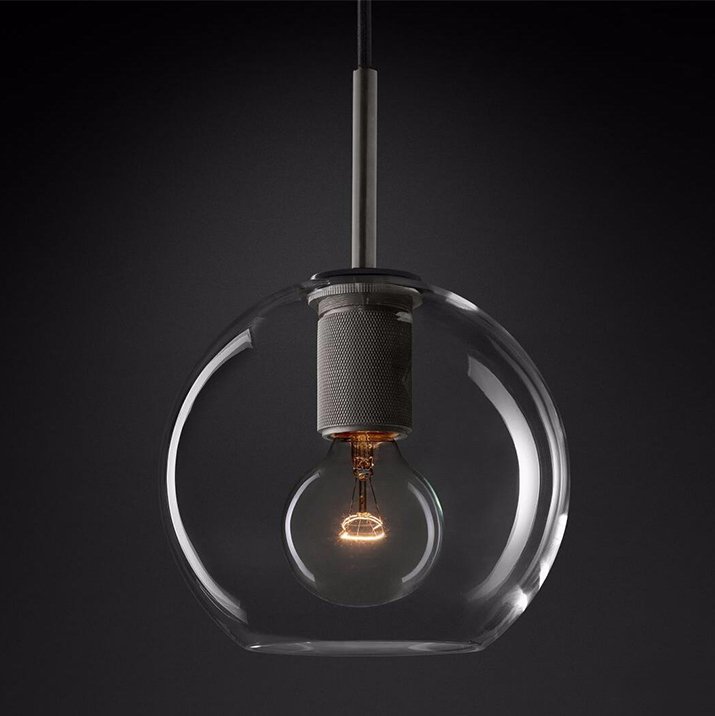 Подвесной светильник RH Utilitaire Globe Pendant Black Темная бронза Прозрачное Стекло в Уфе | Loft Concept 