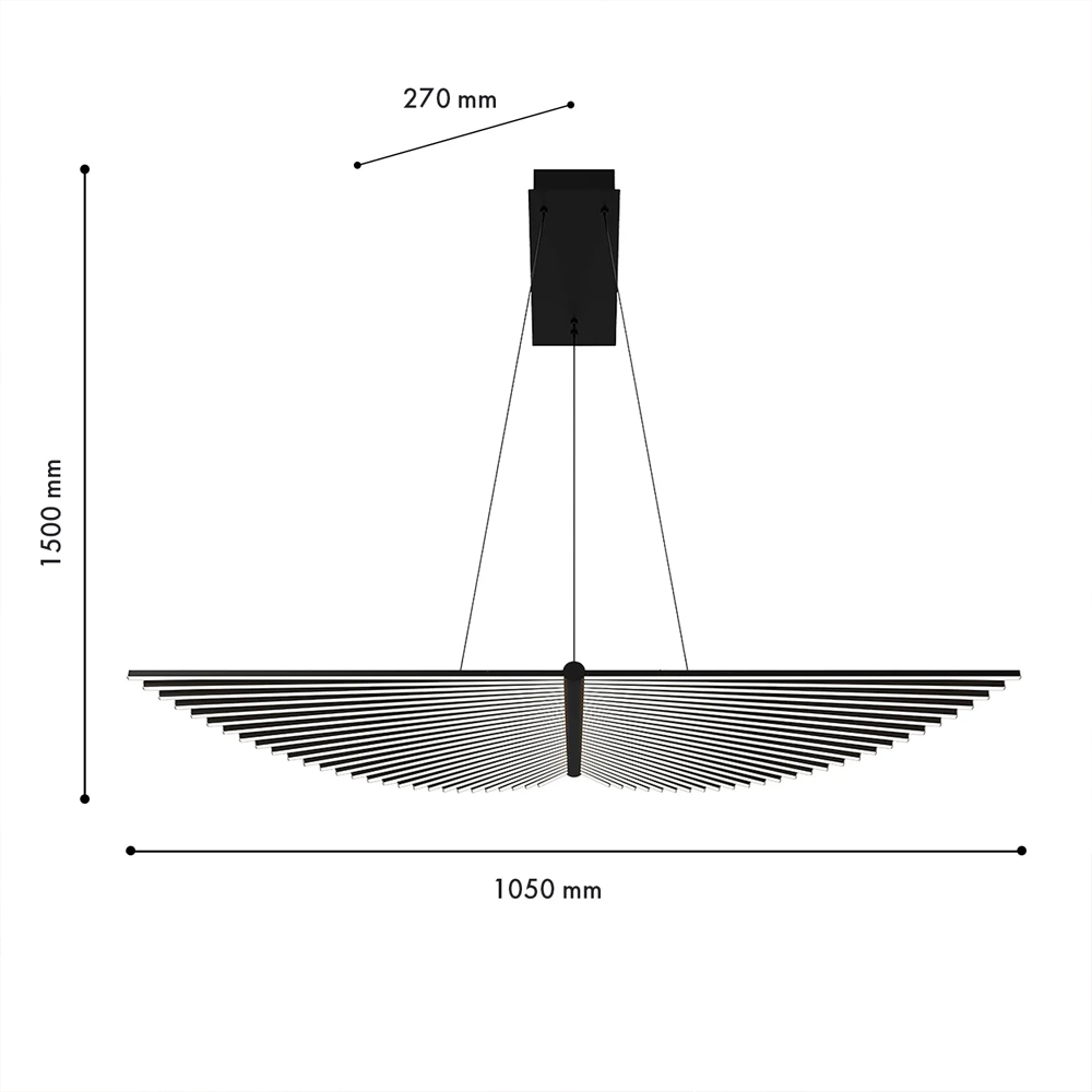Люстра в виде распахнутых крыльев из тонких металлических планок Flight of Freedom в Уфе