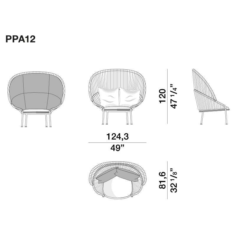 Дизайнерское уличное кресло с веревочной спинкой PETALO Armchair в Уфе