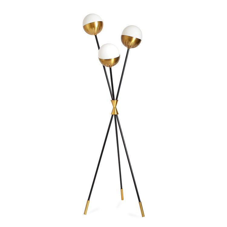 Торшер Caracas Tripod Floor Lamp Черный Белый Латунь в Уфе | Loft Concept 