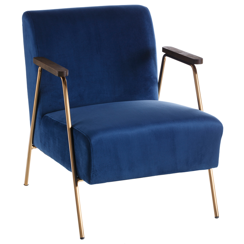 Кресло Domitila Armchair blue Синий Золотой Коричневый в Уфе | Loft Concept 