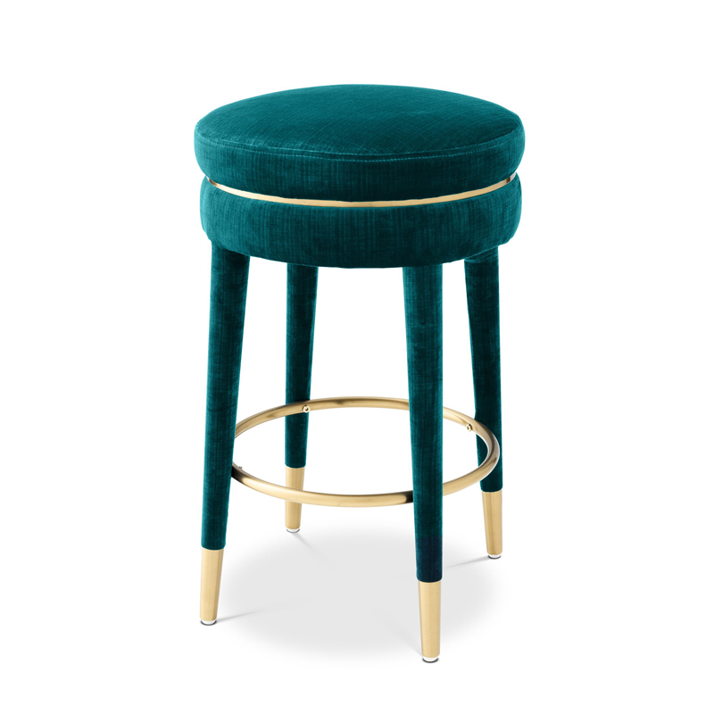 Полубарный стул Eichholtz Counter Stool Parisian blue Бирюзовый Латунь в Уфе | Loft Concept 