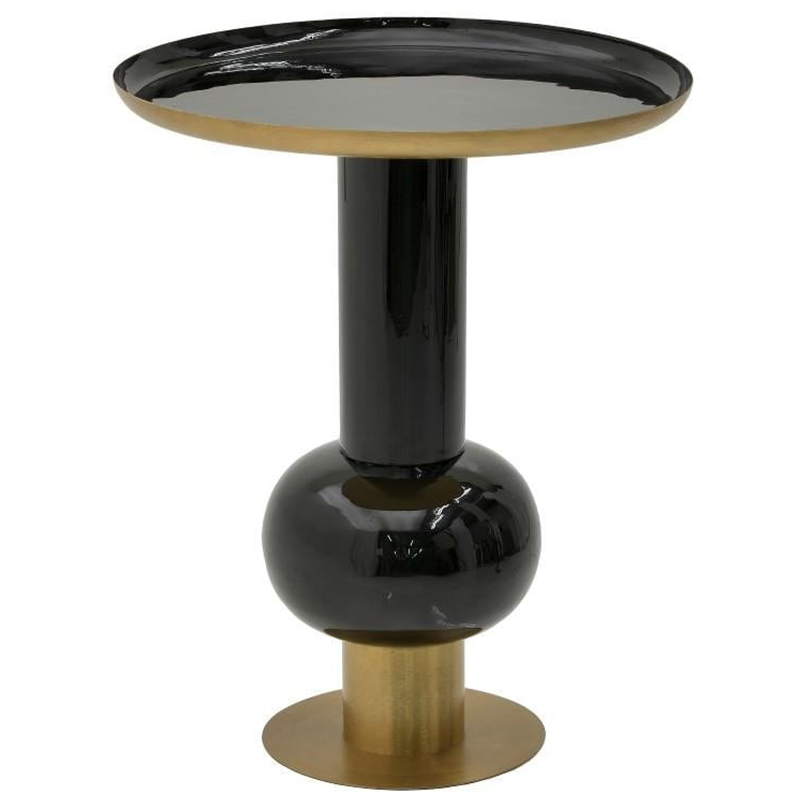 Круглый металлический приставной стол Calem Side Table Gold Black Золотой Черный в Уфе | Loft Concept 