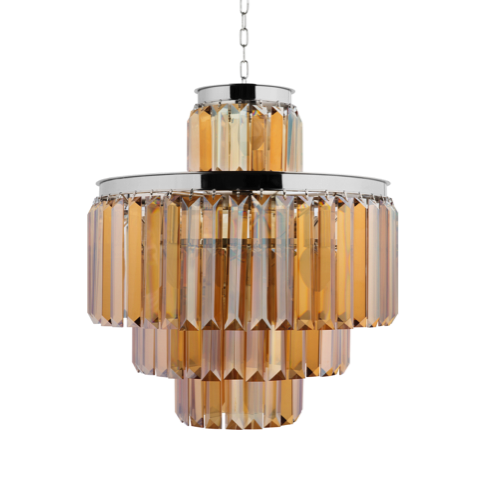 Люстра RH 1920s Odeon Smoke Chandelier 50/4 Янтарь (Amber) Хром в Уфе | Loft Concept 