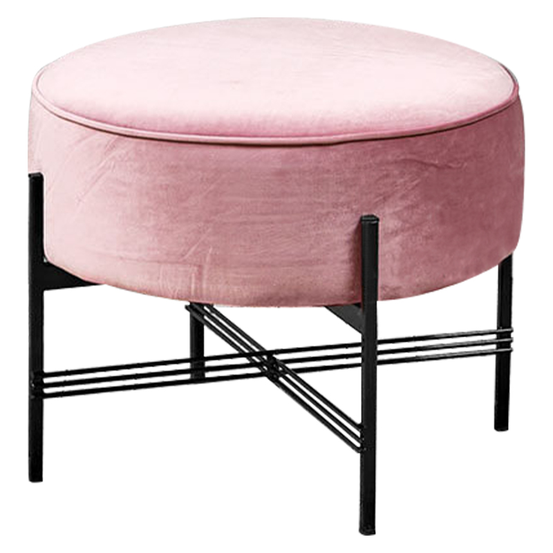 Пуф розовый велюровый Sanjay Velour Pouf Pink Дымчатая Роза Черный в Уфе | Loft Concept 