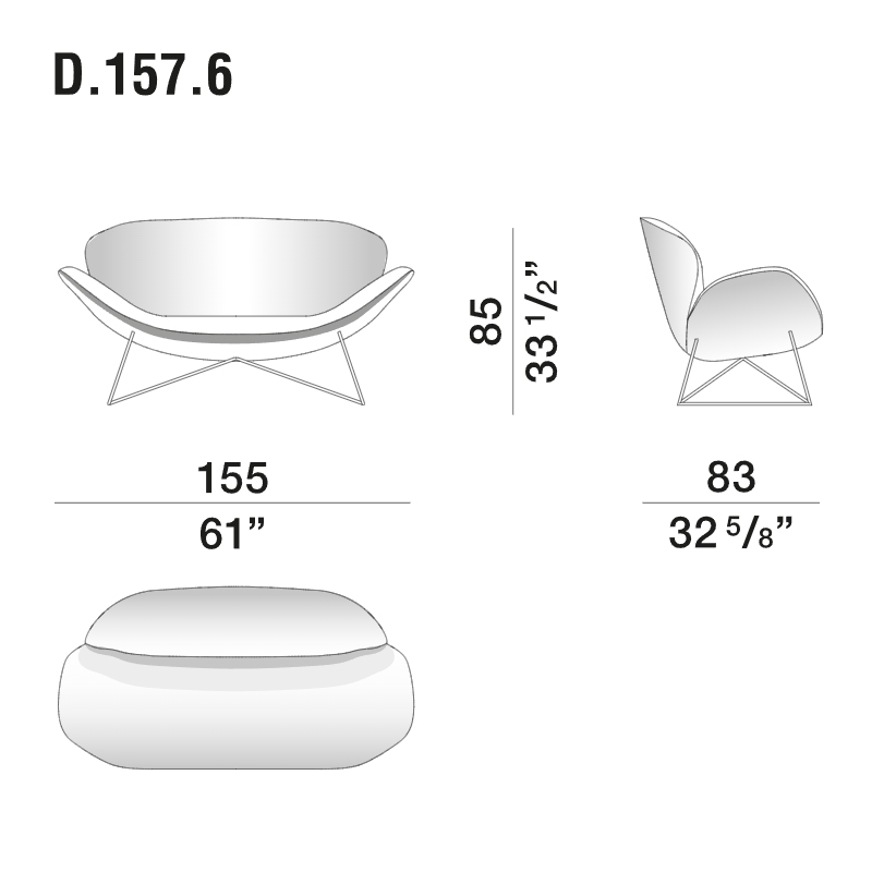 Дизайнерский двухместный диван Gio Ponti D.157.6  - DUE FOGLIE Sofa в Уфе