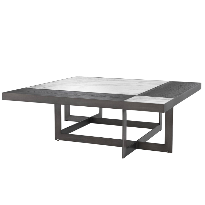 Кофейный стол Eichholtz Coffee Table Hermoza Мокко Белый Мрамор Bianco Темная бронза в Уфе | Loft Concept 