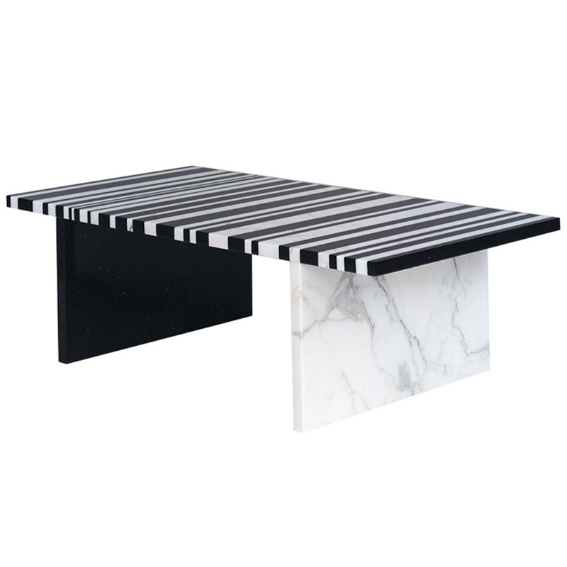 Кофейный стол CODICE A BARRE Black & White Marble Coffee Table Черно-белый Черный Мрамор Nero Белый Мрамор Bianco в Уфе | Loft Concept 