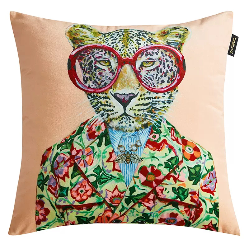 Декоративная подушка Стиль Gucci Fashion Animals Cushion Peach Мульти в Уфе | Loft Concept 