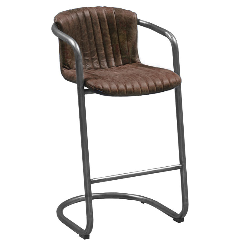 Барный стул Desmond bar stool LEATHER Brown Коричневый винтаж Графитовый в Уфе | Loft Concept 