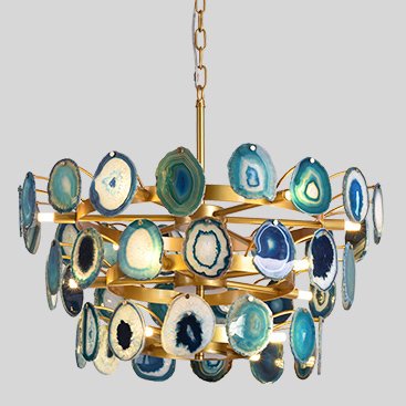 Люстра Agate Burst Chandelier 3 Round blue Зеленый Золотой в Уфе | Loft Concept 